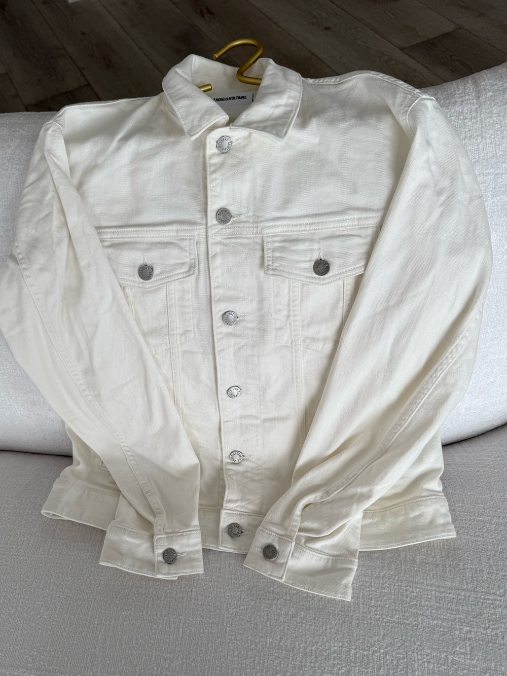 ZADIG&VOLTAIRE White Denim Jacket with Pastel Skull Graphic - Picture 7 of 12